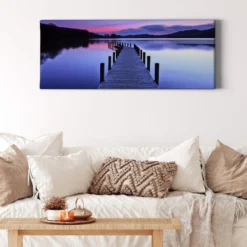 Leinwandbild Steg, blau, 100x40 cm DD123237