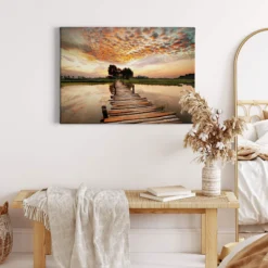Leinwandbild Steg, orange, 70x50 cm DD123028