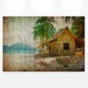 Leinwandbild Strandhütte, grün, 90x60 cm DD120455
