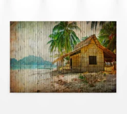 Leinwandbild Strandhütte, grün, 90x60 cm DD120455