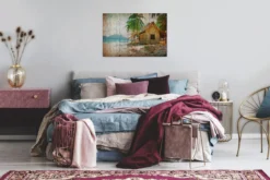 Leinwandbild Strandhütte, grün, 90x60 cm DD120455