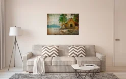Leinwandbild Strandhütte, grün, 90x60 cm DD120455
