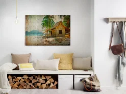 Leinwandbild Strandhütte, grün, 90x60 cm DD120455