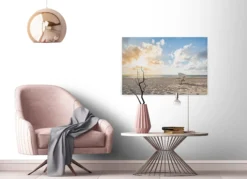 Leinwandbild Strandkorb, blau, 90x60 cm DD120315