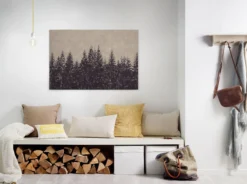 Leinwandbild Tannenwald, schwarz, 90x60 cm DD120384