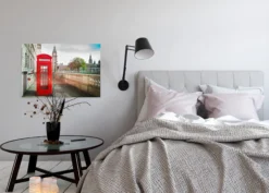 Leinwandbild Telefonzelle, rot, 90x60 cm DD120330