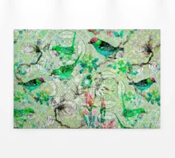 Leinwandbild Vögel, grün, 90x60 cm DD120352