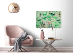 Leinwandbild Vögel, grün, 90x60 cm DD120352