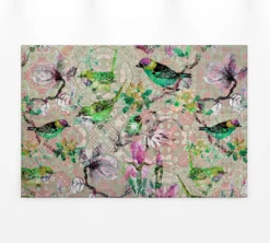 Leinwandbild Vögel, grün, 90x60 cm DD120353