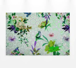 Leinwandbild Vögel und Blumen, grün, 90x60 cm DD120346
