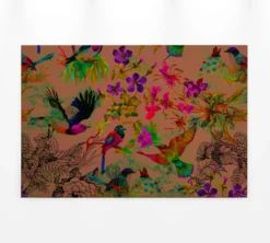 Leinwandbild Vögel und tropische Pflanzen, mehrfarbig, 90x60 cm DD120345
