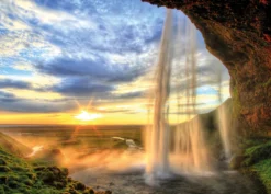 Leinwandbild Wasserfall, orange, 70x50 cm DD123030