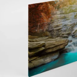 Leinwandbild Wasserfall, türkis, 90x60 cm DD120318
