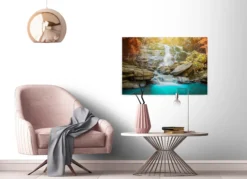 Leinwandbild Wasserfall, türkis, 90x60 cm DD120318