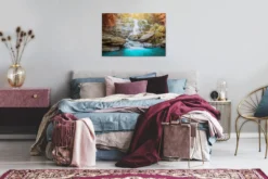 Leinwandbild Wasserfall, türkis, 90x60 cm DD120318