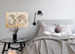 Leinwandbild Weltkarte, beige, 90x60 cm DD120339