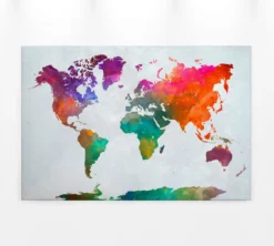 Leinwandbild Weltkarte, blau, 90x60 cm DD120335