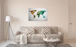Leinwandbild Weltkarte, grün, 90x60 cm DD120341