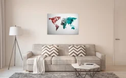 Leinwandbild Weltkarte, türkis, 90x60 cm DD120342