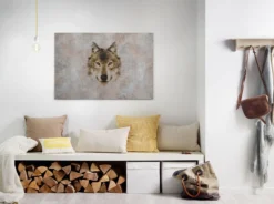 Leinwandbild Wolf, grau, 90x60 cm DD120442
