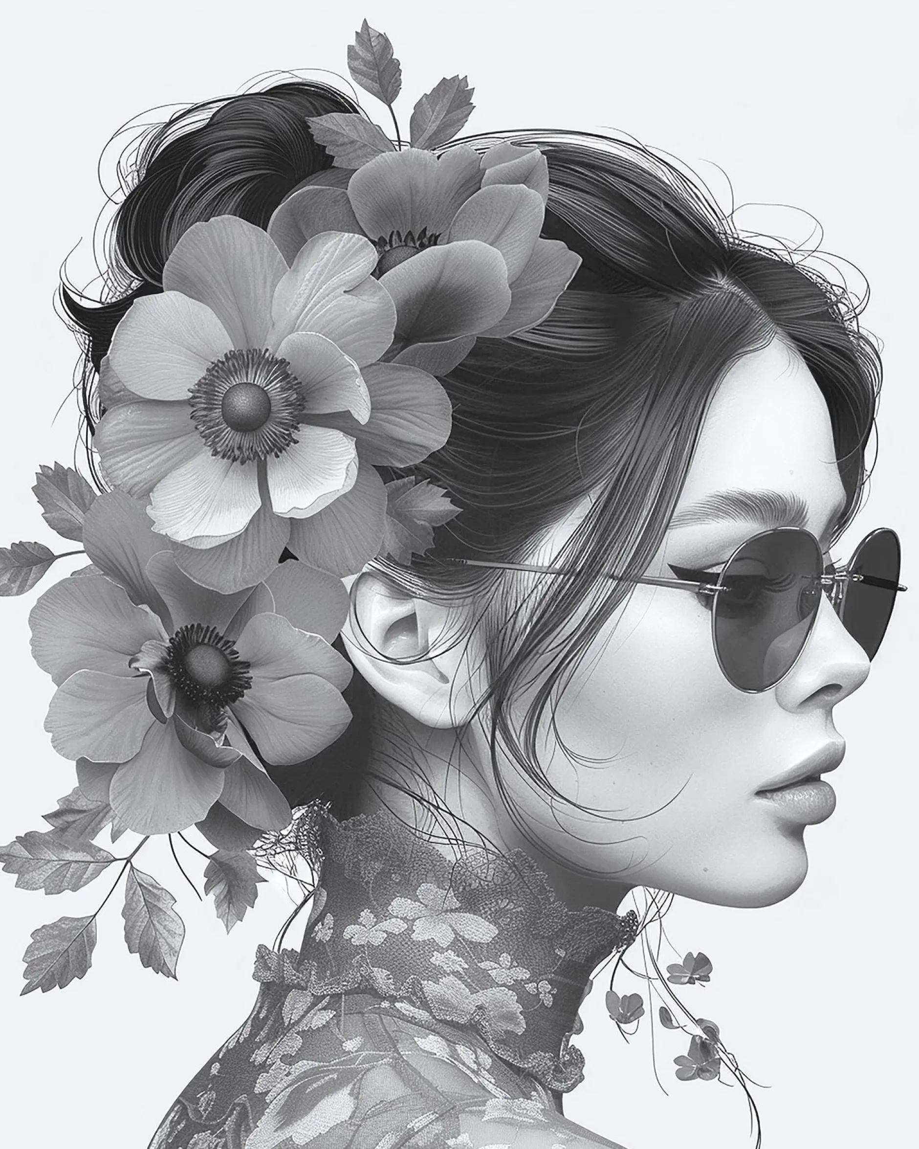 Leinwand Flowergirl Grey 40 x 50 cm