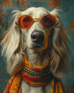 Leinwand Hippie Dog 40 x 50 cm