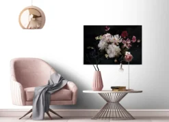 Livingwalls Leinwand, Blumen, dunkler Hintergrund, 90x60 cm DD120255