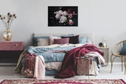 Livingwalls Leinwand, Blumen, dunkler Hintergrund, 90x60 cm DD120255