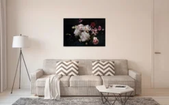 Livingwalls Leinwand, Blumen, dunkler Hintergrund, 90x60 cm DD120255