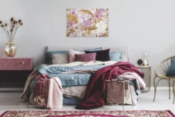 Livingwalls Leinwand, Flamingos, Tropische Blumen und Blätter, 90x60 cm DD120266