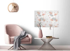 Livingwalls Leinwand, Flamingo, rosa, grau DD120270