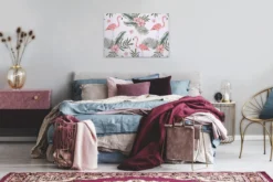 Livingwalls Leinwand Flamingo Rosa Grün DD120269