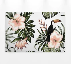 Livingwalls Leinwand, Hibiskus, Tukan, 90x60 cm DD120267