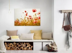 Livingwalls Leinwand, Kosmeen, Feldlandschaft, 90x60 cm DD120289