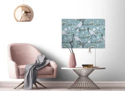 Livingwalls Leinwand, Kraniche, Kirschblütenzweige, 90x60 cm DD120271