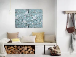 Livingwalls Leinwand, Kraniche, Kirschblütenzweige, 90x60 cm DD120271