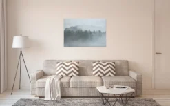 Livingwalls Leinwand, Nebelverhangener Wald, Bäume, 90x60 cm DD120292