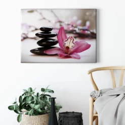 Livingwalls Leinwand, Orchidee, rosa, schwarz DD123042