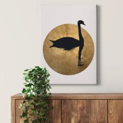Livingwalls Leinwand, Schwan, Wasserspiegelung, 50x70 cm DD123154