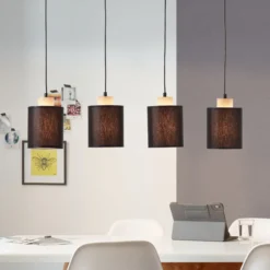 Pendelleuchte Thilo - Textil Braun