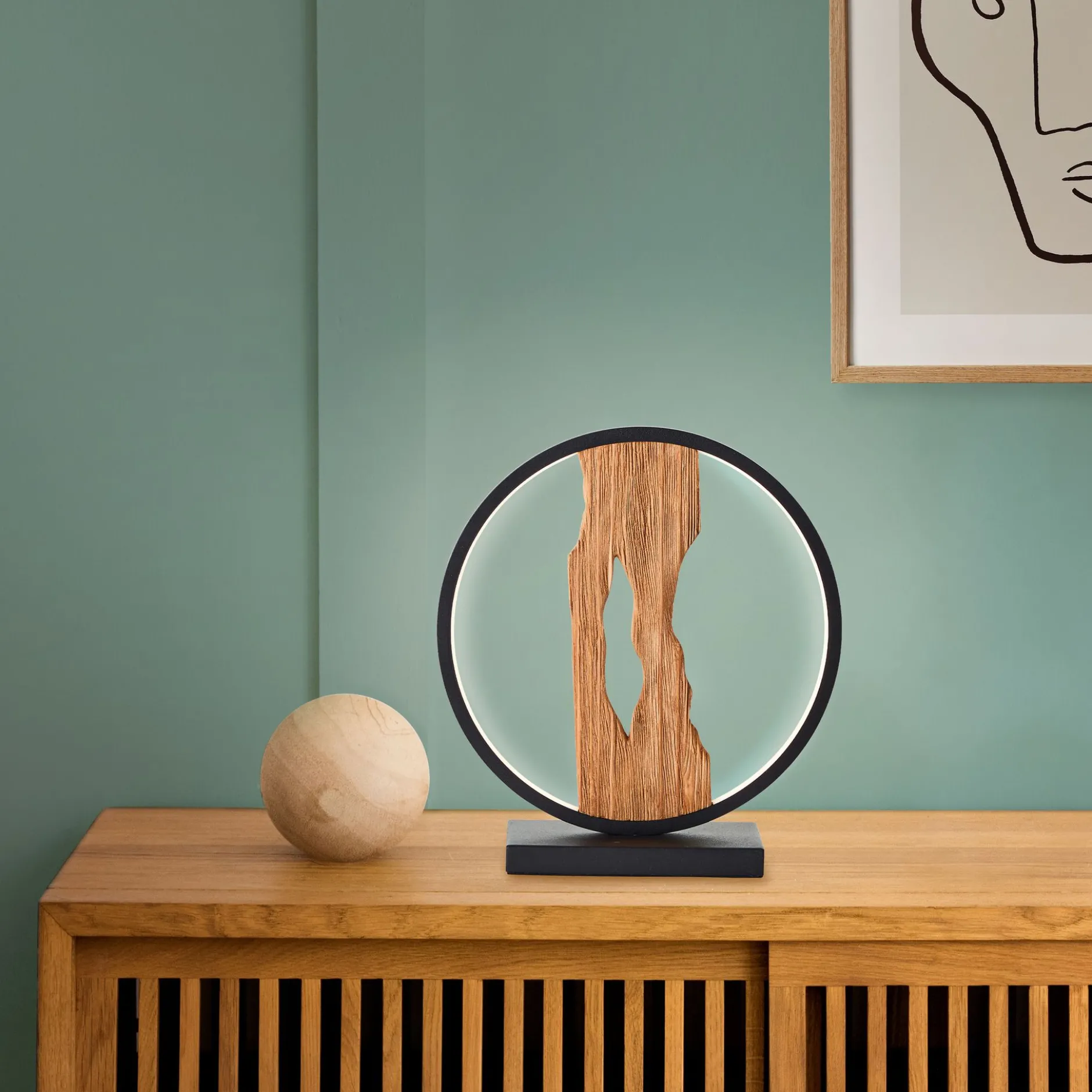 Tischleuchte aus Holz - Elea - Braun